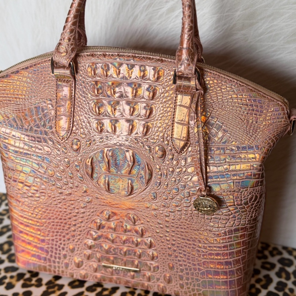 Brahmin Large Duxbury Melbourne Rose Gold Satchel NWT METALLIC HOLOGRAPHIC FIRM$ - Picture 2 of 15